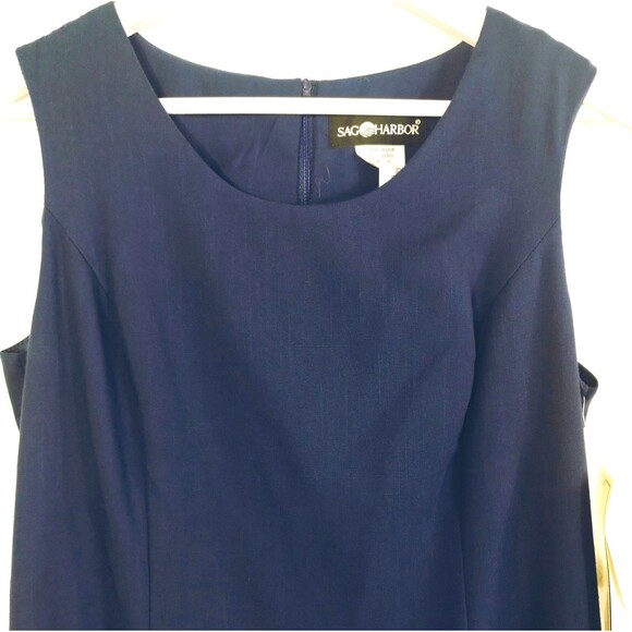 Sag Harbor Dress Women's 12 Sleeveless Back Zip Sheath Career Office Navy Lined - Picture 2 of 11